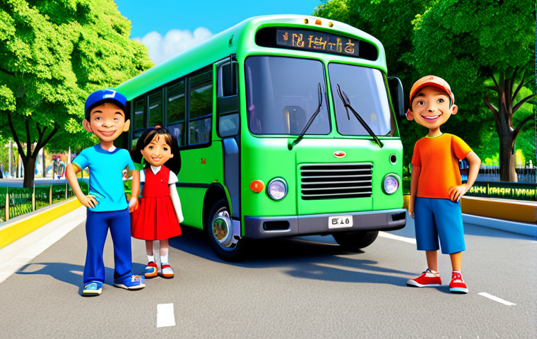 Tayo and Friends**
"A group of friendly, fully clothed cartoon buses (Tayo, Rogi, Lani, and Gani) smiling and posing together in a bright, cheerful city park. Safe for work, appropriate content, professional illustration, perfect anatomy, natural proportions, vibrant colors, family-friendly."
**