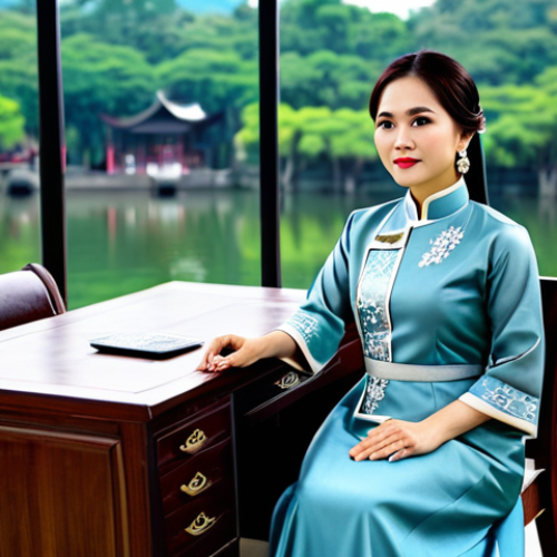 Home 20 **
"A professional businesswoman in a modest Ao Dai (traditional Vietnamese dress), sitting at a desk in a modern office overlooking Hoan Kiem Lake, fully clothed, appropriate attire, safe for work, perfect anatomy, natural proportions, professional photography, high quality"
**