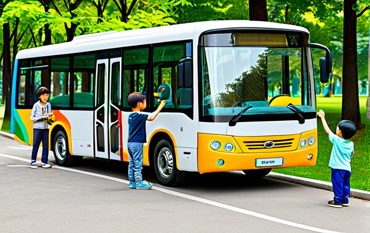 타요와 도덕적 가르침 - Friendship and Sharing**
"Tayo the Little Bus and his friends sharing toys in a bright, sunny park,...