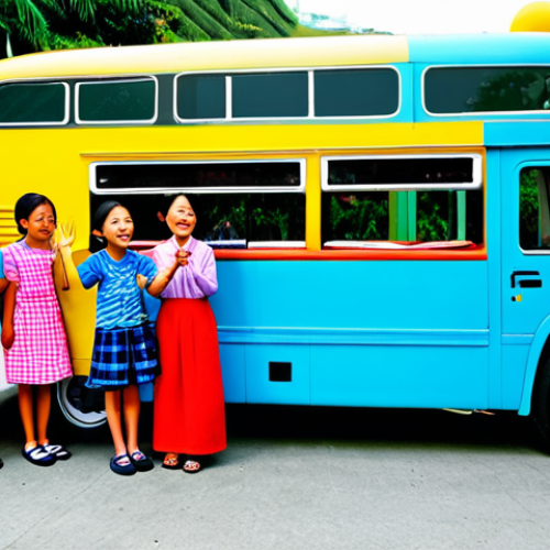 Home 5 타요 팬미팅 개최 - **Image Prompt:** "A group of Vietnamese children, fully clothed in bright, colorful, modest clothin...
